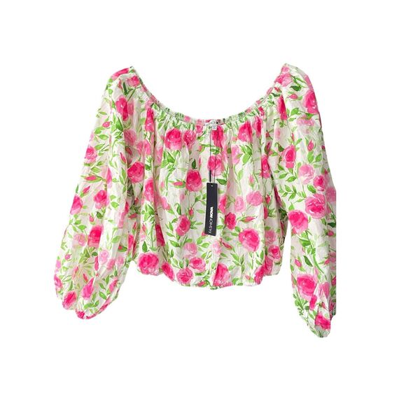 NWT Fashion Nova Crop Floral Top Sz 1X - Picture 1 of 5